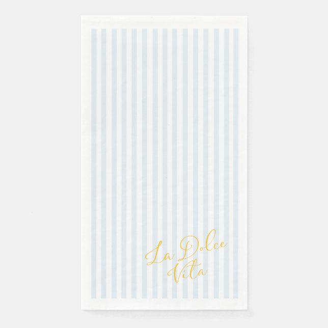 La Dolce Vita Blau gestreifte Papiertücher Serviette (Vorderseite)