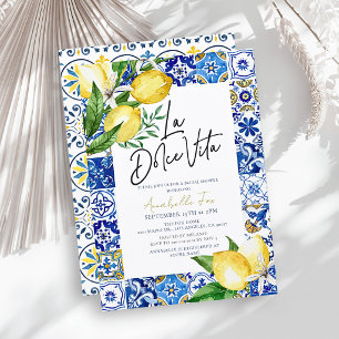 La Dolce Vita Blaue Fliesen-Limonen-Junggesellinne Einladung