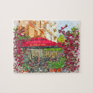 La Dolce Vita Café im Italien-Aquarell-Puzzlespie Puzzle