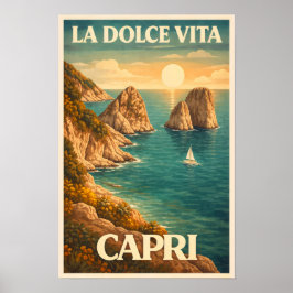 La Dolce Vita - Capri Vintage Travel Poster