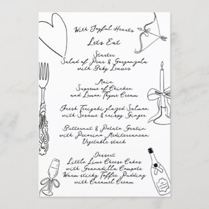 La Dolce Vita Doodle Handgeschriebene Hochzeit Menükarte
