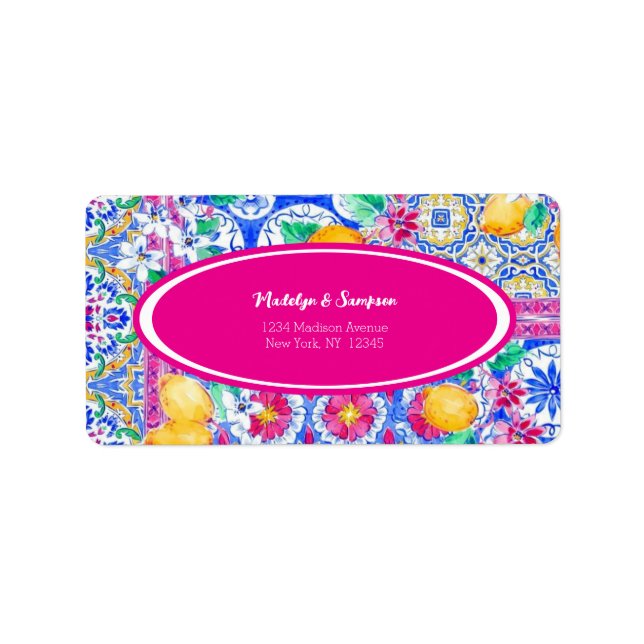 La Dolce Vita Einladung zur Hochzeit von Lemon Adressaufkleber (Vorne)