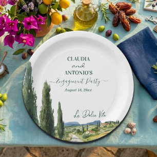La Dolce Vita Elegante Verlobungsparty Pappteller