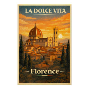La Dolce Vita - Florenz Vintage Reiseposter Poster