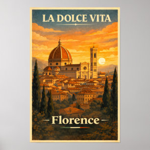 La Dolce Vita Florenz Vintage Reiseposter Poster