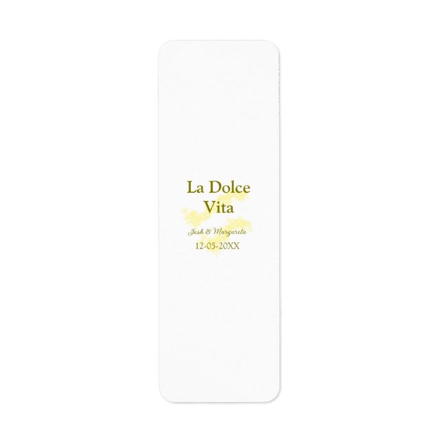 La Dolce Vita gelbe Hochzeitsgesellschaft Name Dat (Vorne)