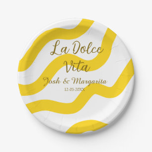 La Dolce Vita gelbe Hochzeitsgesellschaft Name Dat Pappteller