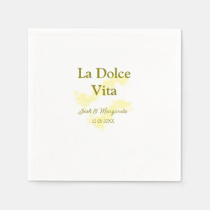 La Dolce Vita gelbe Hochzeitsgesellschaft Name Dat Serviette