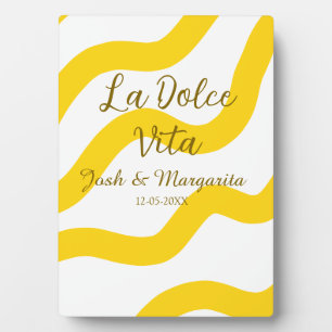 La Dolce Vita gelbe Hochzeitspaar Name Datum glit Fotoplatte