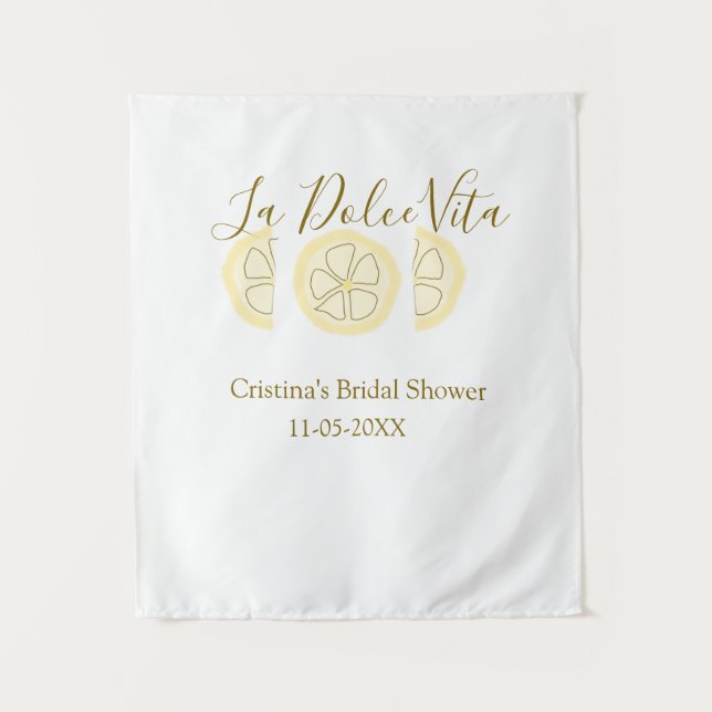 La Dolce Vita gelbe Zitronen-Junggesellinnenabschi Wandteppich (Vorderseite)