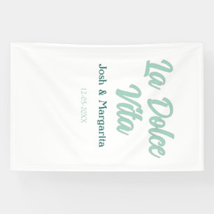 La Dolce Vita grün blau Pastell Name Datum Hochzei Banner