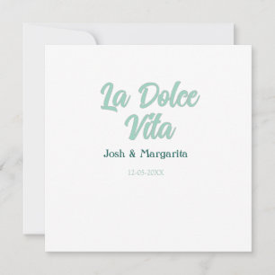 La Dolce Vita grün blau Pastell Name Datum Hochzei Karte