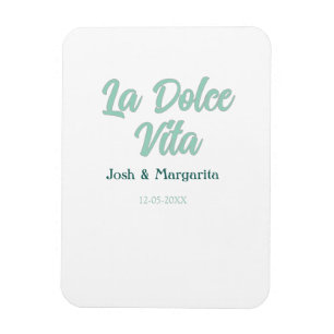 La Dolce Vita grün blau pastell name datum hochzei Magnet