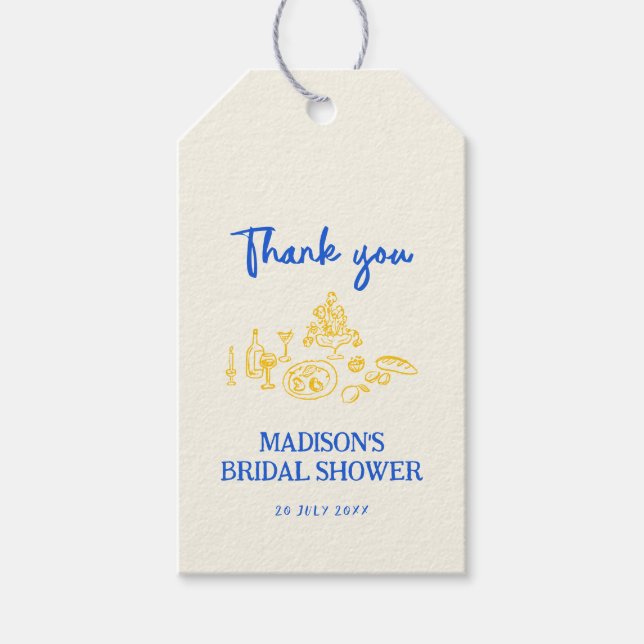 La Dolce Vita Handgezeichnetes Brautparty Geschenkanhänger (Vorderseite)