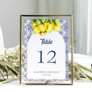 La Dolce Vita Hochzeit Mittelmeerblau Zitrone Tischnummer