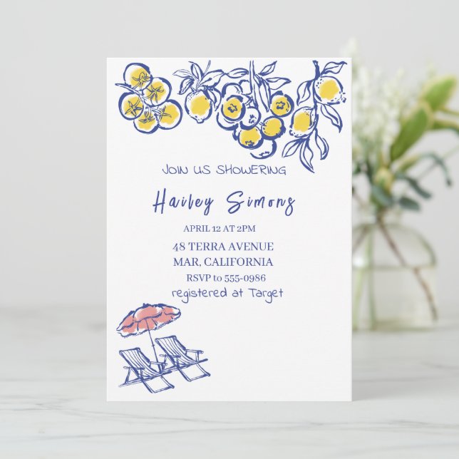 La Dolce Vita Italia Lemon Yellow Einladung (Stehend Vorderseite)