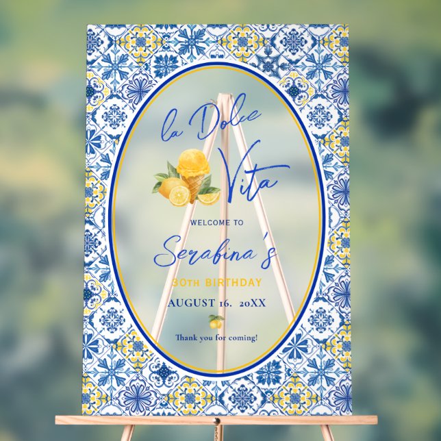 La Dolce Vita Italian Birthday Party Frosted Acrylschild (Neutral)