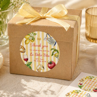 La Dolce Vita Italian Bridal Shower Thank you Runder Aufkleber