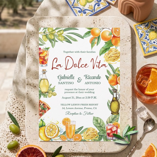 La Dolce Vita Italian Citrus Cocktail Wedding  Einladung (Von Creator hochgeladen)