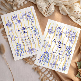 La Dolce Vita Italian Lemon Blue Bridal Shower  Einladung