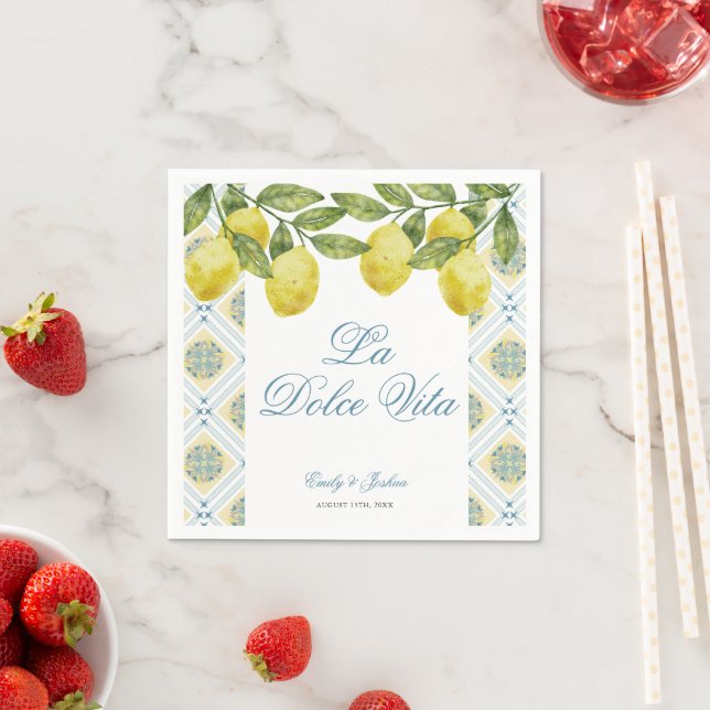 La Dolce Vita Italian Lemon Wedding Paper Napkin Serviette (Beispiel)