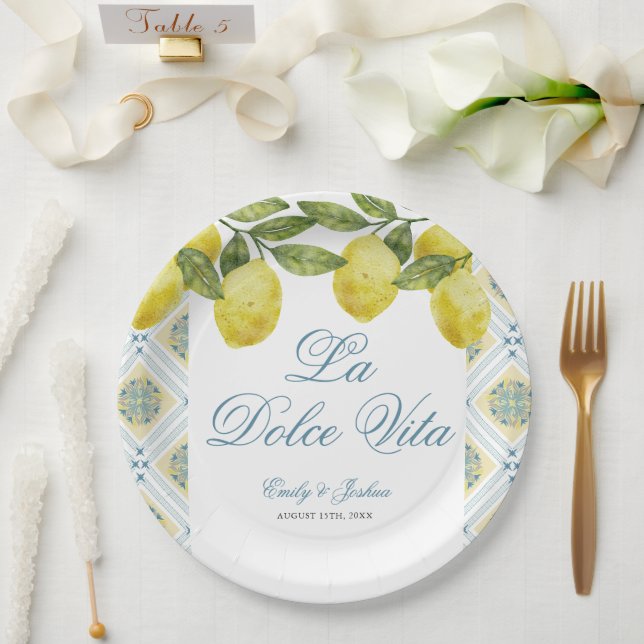 La Dolce Vita Italian Lemon Wedding Pappteller (Hochzeit)