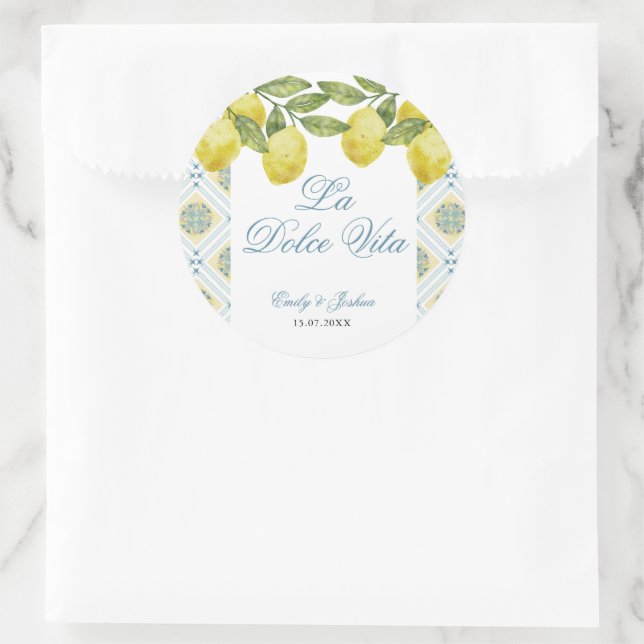 La Dolce Vita Italian Lemon Wedding Runder Aufkleber (Tasche)