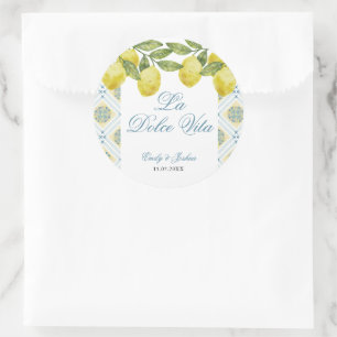 La Dolce Vita Italian Lemon Wedding Runder Aufkleber