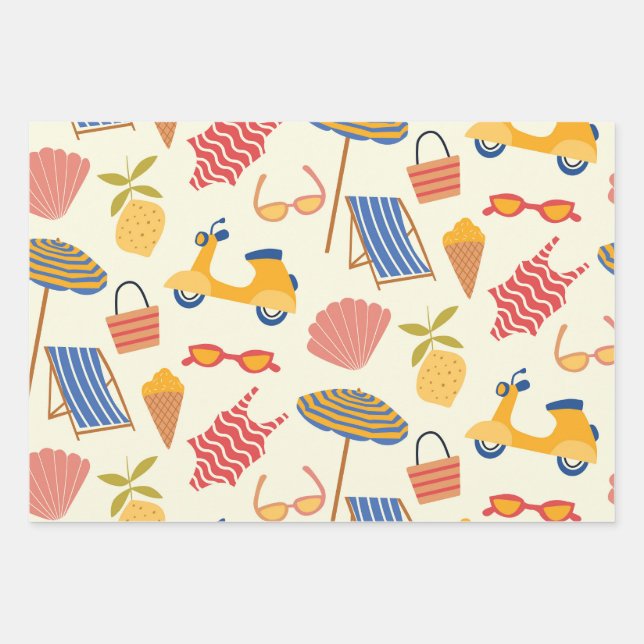 La dolce Vita Italian summer beach Pattern  Geschenkpapier Set (Vorderseite)