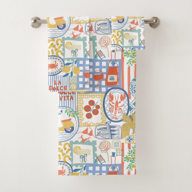 La Dolce Vita Italian Summer Lemon Mediterranean  Badhandtuch Set (Insitu)
