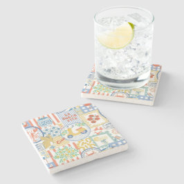 La Dolce Vita Italian Summer Lemons Mediterranean Steinuntersetzer