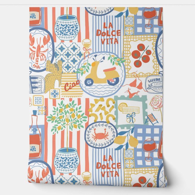 La Dolce Vita Italian Summer Lemons Mediterranean  Tapete (Abrollen)
