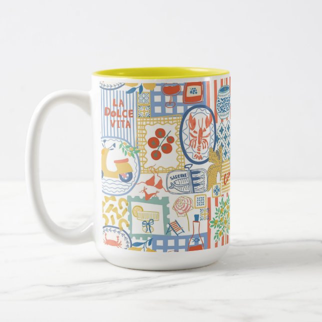 La Dolce Vita Italian Summer Lemons Mediterranean  Zweifarbige Tasse (Links)