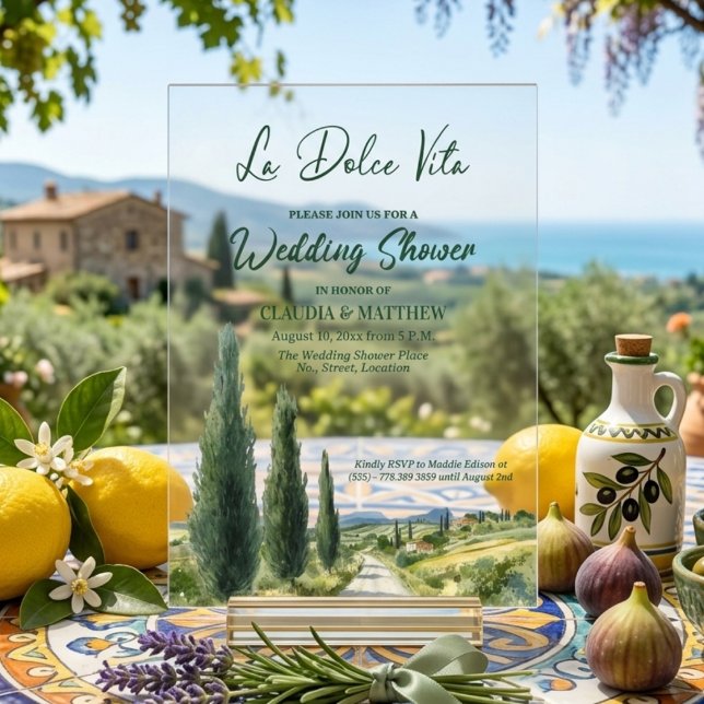 La Dolce Vita Italian View Wedding Shower Acryleinladungen (Von Creator hochgeladen)