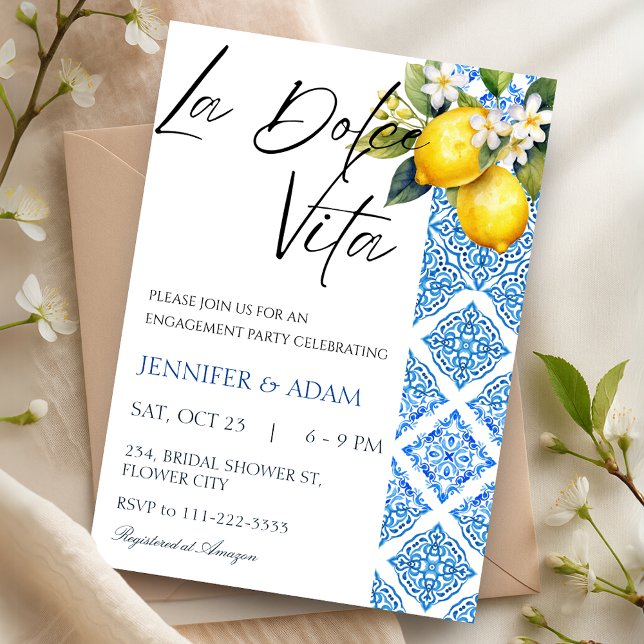 La Dolce Vita Italienische Mittelmeer-Verlobung Einladung (La Dolce Vita Italian Mediterranean Engagement Invitation)