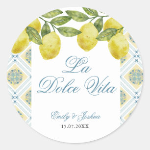 La Dolce Vita Italienische Zitronen-Hochzeit Runder Aufkleber