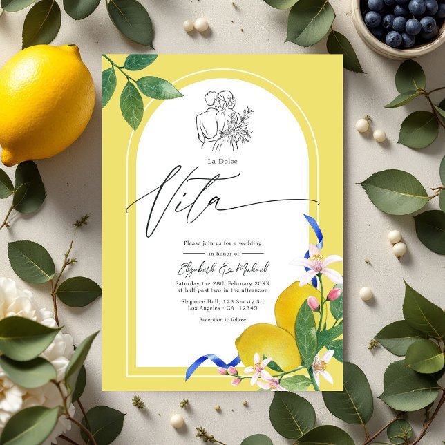 "La Dolce Vita" Lemon and Tile Italian Wedding Einladung ("La Dolce Vita" Lemon and Tile Italian Wedding Invitation)