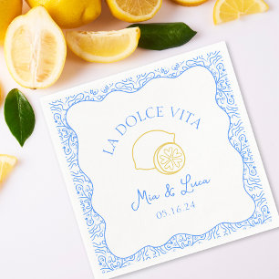 La Dolce Vita Lemon Blue Amalfi Italien Hochzeit Serviette