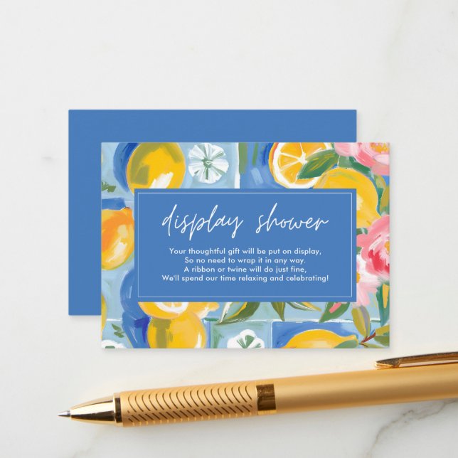 La dolce vita lemon Brautparty Dusche Begleitkarte (Vorderseite/Rückseite Beispiel)