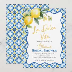 La Dolce Vita Lemon Brautparty mit Blumenstrauß im Einladung