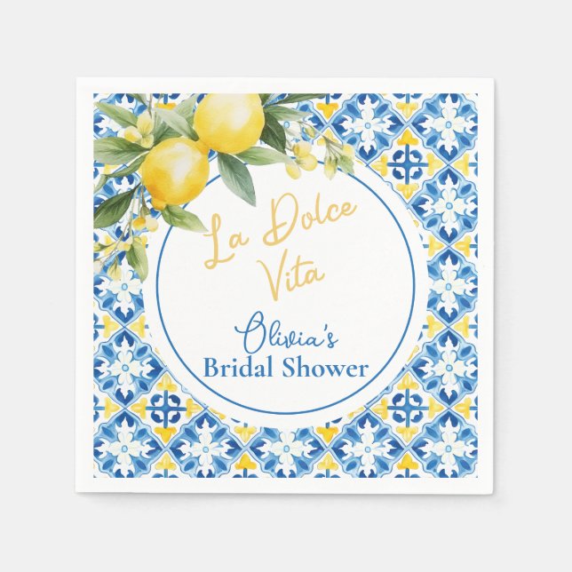 La Dolce Vita Lemon Brautparty Serviette (Vorderseite)