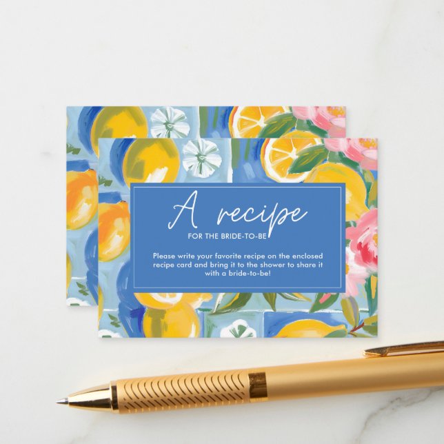 La dolce vita lemon Brautparty Weinkultur und Erde Begleitkarte (Vorderseite/Rückseite Beispiel)