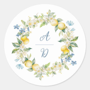 La Dolce Vita Lemon Floral Wreath Wedding Sticker