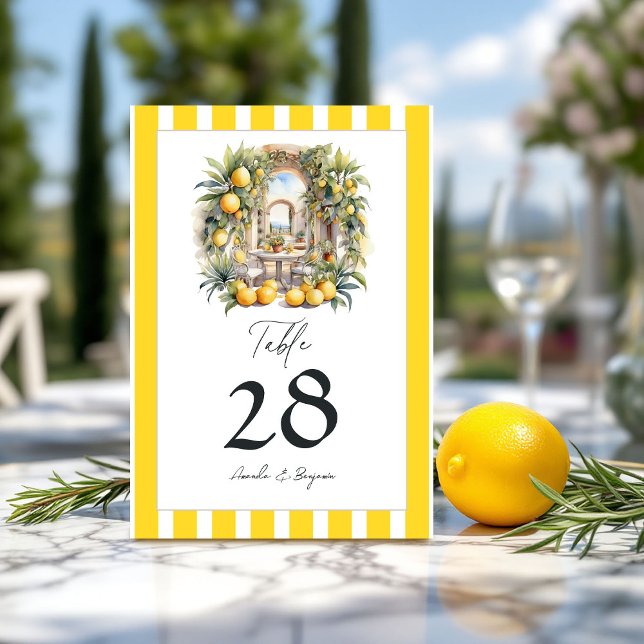 "La Dolce Vita" Lemon Grove Italienische Hochzeit Tischnummer ("La Dolce Vita" Lemon Grove Italian Wedding Table Number)
