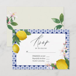 "La Dolce Vita" Lemon Italienische Hochzeit RSVP Karte