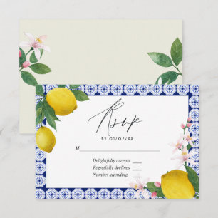 "La Dolce Vita" Lemon Italienische Hochzeit RSVP Karte