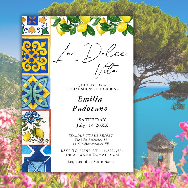 La Dolce Vita Lemon Italienisches Tiles Brautparty Einladung (Von Creator hochgeladen)
