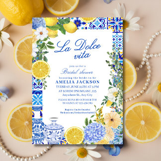 La Dolce Vita Lemon Mediterranean Bridal shower Einladung
