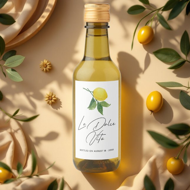 "La Dolce Vita" Lemon Olivenöl Weinetikett (Lemon Homemade Olive Oil Wine Label)