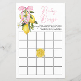 La Dolce Vita Lemon Pink Bow Baby Dusche Bingo Flyer